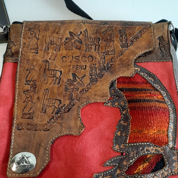 Arte Peruvian Leather Suede Boho Crossbody Purse - Picture 2 of 7